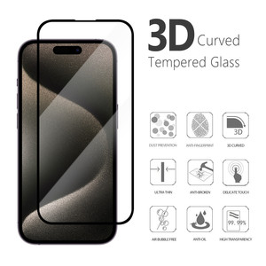 Vmax 2 Pack 3D Anti Shock Clear Mobile Phone Tempered Glass <strong>Protective</strong> Film 9H for iPhone 15 14 13 Pro Max - Product Image 2