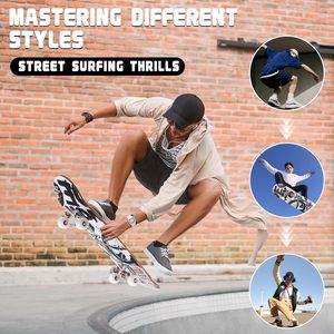 Skateboard professionnel double rocker double kick 31 pouces, plateau en érable, roulements ABEC-9, roues en PU 95A, design graphique personnalisé - Product Image 4