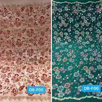 Tissu en dentelle brodée de perles et de paillettes de luxe pour vêtements de fête africains