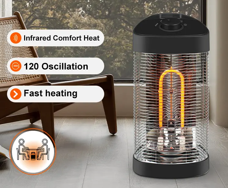 Ev için 1200W karbon kızılötesi taşınabilir ısıtıcı