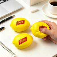 Balle anti-stress en mousse PU en forme de citron avec impression de logo personnalisé en gros pour la promotion de marques de fruits et les cadeaux de salons professionnels