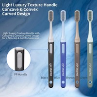 Brosse à dents pour adultes de haute qualité, à poils, avec design ondulé en spirale sur support en carton indépendant, stock direct usine