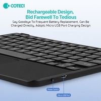 Keyboard Bisnis Ultra-Tipis COTECi untuk Kantor, Keyboard Tablet Nirkabel Mini Isi Ulang dengan Trackpad untuk iPad IOS Windows