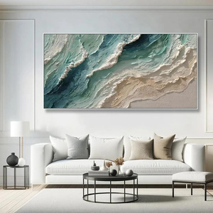 Ocean's Breath Textured Wabi Sabi Coastal Seascape Handmade Oil Painting Large Canvas Paintings and Wall Decorative Arts Framed - Product Image 3