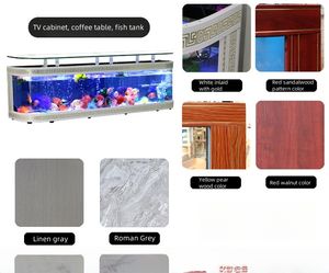 Mobilier de Maison de Luxe Table Basse en Verre avec <span class=keywords><strong>Aquarium</strong></span> Table à Thé et Meuble TV Support pour <span class=keywords><strong>Aquarium</strong></span> avec Lampe - Product Image 3