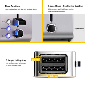 Household Appliances Wide Slot Sandwich Toaster 2 Slice Stainless Steel <strong>Electric</strong> Class Energy Efficient Removable Crumb - Product Image 3