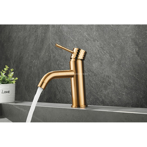 2025 Bassin de vente chaude avec poignée sculptée à la <span class=keywords><strong>bouche</strong></span> à faible courbure-robinet de <span class=keywords><strong>lavabo</strong></span> à poignée unique en or brossé - Product Image 4