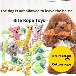 Jouet à mâcher pour <span class=keywords><strong>chien</strong></span> écologique à succès, corde en coton résistante aux morsures, jouet à mâcher pour <span class=keywords><strong>chien</strong></span> en coton tissé à la main avec un design en nœuds - Product Image 2