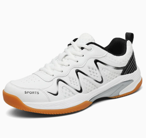 Chaussures de badminton blanches légères et rembourrées, baskets athlétiques respirantes antidérapantes à lacets pour hommes et femmes - Product Image 1