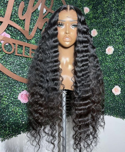 วิกผมมนุษย์แบบไม่ใช้กาว28in 180% ผมหยิกเป็นลอนด้านหน้าเป็นลอนคลื่นสีดำวิกผมฟอง13x4HD สำหรับ<span class=keywords><strong>ผู้หญิง</strong></span>สีดำวัตถุดิบ - Product Image 4