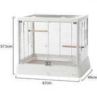 Petite cage à oiseaux blanche avec plateau en plastique et fermeture à clip, décoration d'intérieur haut de gamme, cage à oiseaux en verre transparent et fer forgé, artisanat métallique exquis