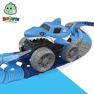 Zhiqu Toys 46PCS Elektro-Hai-Slot-Car-Rennen Elektro-Rail-Car-Track-Set Spielzeug für Kinder