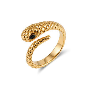 Bague Serpent Vintage en Acier Inoxydable Plaqué Or 18K pour Femme, Étanche et Inaltérable, Bijou Tendance - Product Image 1