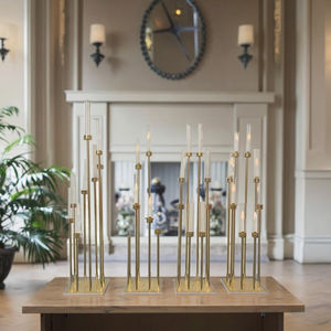 Centro de mesa de Metal dorado moderno y decoración de palos de velas de boda para decoración de mesa y lugar de boda - Product Image 4