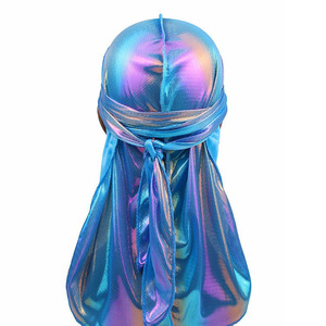 Durag Holográfico Degradado, Gorro Pirata Brillante y Sedoso, Pañuelo para la Cabeza con Cola Larga Estilo Hip Hop, Venta al Por Mayor - Product Image 3