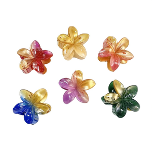 Fermaglio per capelli a forma di fiore di frangipani dorato da 8 cm per donne e ragazze, accessori per capelli colorati - Product Image 1
