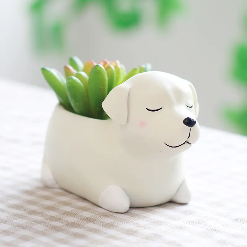 Yinrogogo — pots de fleurs pour chien en résine, mini plante succulente, pour décorer le bureau, dormir