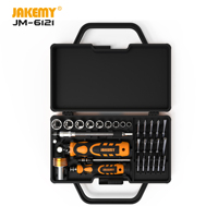 JAKEMY JM-6121 Kit d'outils de réparation professionnel portable 31 en 1, jeu de tournevis à cliquet pour ordinateur, compatible OEM