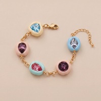 Bracelet SongYi en émail et mosaïque de pierres précieuses, style foulard, coupe fantaisie, couleur bonbon, pour le marché transfrontalier Europe-Amérique