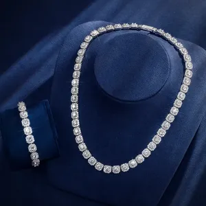 Gioielli raffinati da <span class=keywords><strong>uomo</strong></span> 6mm Design semplice VVS Moissanite diamante personalizzato <span class=keywords><strong>argento</strong></span> Tennis Hip Hop Tennis collana bracciale a catena - Product Image 3