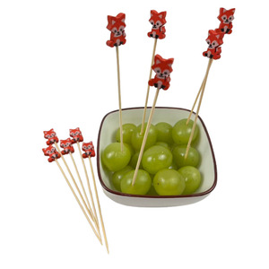 Brocheta de bambú de <span class=keywords><strong>zorro</strong></span> rojo de 12cm, palitos de fruta desechables ecológicos, paquete de 100 Uds., Fiesta infantil - Product Image 4
