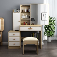 Coiffeuse multifonctionnelle en MDF avec miroir, style rangement, simple, pour chambre à coucher, meuble intégré pour la maison, transfrontalier
