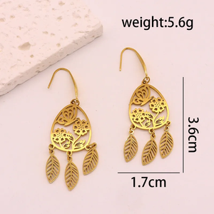 ต่างหูห่วงสแตนเลส304ชุบทอง18K สุดหรูสำหรับสุภาพสตรี1คู่ - Product Image 4