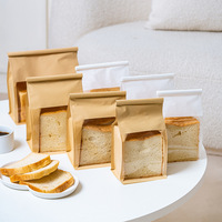 Sac à pain en papier kraft personnalisé avec logo, étiquette privée, fenêtre, résistant à la graisse, fermeture à enroulement, emballage de boulangerie, étui OEM