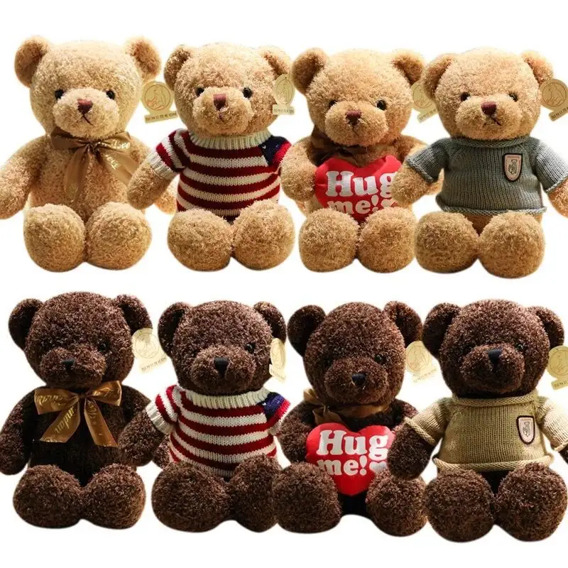 Hug Me Mainan Boneka Beruang Teddy, Mainan Boneka Beruang Teddy Populer untuk Anak Perempuan, Boneka Beruang Lembut dengan Kemeja Peluch dengan Sweater 30 CM