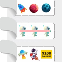 Boletos de Juego Ecológicos Personalizados con Ventana de 3 Opciones, Tipo Pull-Tab, de Papel/Cartón Offset, con Diseño de Galaxy Buddies