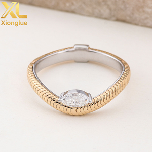 Custom Fine Jewelry Moissanite Diamond Solitaire Women <b>Rings</b> Minimalist Two Tone Wedding <b>Ring</b> Moissanite <b>Rings</b> for Unisex - Product Image 1