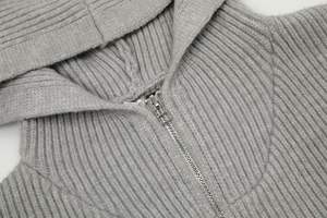 <b>American</b> Vintage High Street Men's Bomber Jacket Solid Color Full Zip Knit Cardigan Custom Logo Loose Casual Style Windproof - Product Image 5