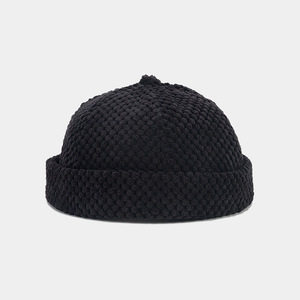 Casquette Docker Vintage en Velours Côtelé, sans Visière, Épaisse, Unie, Style Landlord, pour Hommes et Femmes, <span class=keywords><strong>Bonnet</strong></span> Rétro à Calotte Ronde, Bonnets à Revers Roulé - Product Image 6