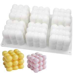 Vente en gros P1240 6 cavités 3D magique carré nuage moule en silicone grand cube à <span class=keywords><strong>bulles</strong></span> <span class=keywords><strong>savon</strong></span> cire fondre bougie moule citrouille pour sac de cuisson - Product Image 1