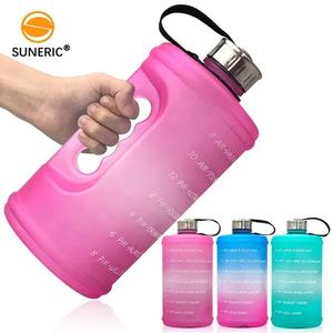 Bouteille d'eau de sport Fitness, étanche, à large ouverture, en PETG, pour la salle de sport, avec marqueur de temps, motivante, d'une capacité d'un gallon - Product Image 1