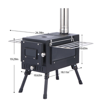 Fourneau pliable en acier au carbone portable, design moderne multifonctionnel pour brûler du bois et du charbon de bois, pour le camping en plein air