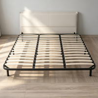 Sommier de lit en métal avec lattes en bois courbées en diagonale, sommier à lattes robuste pour hôtel, appartement, chambre à coucher
