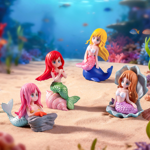 การ์ตูนนางเงือกจิ๋ว ตุ๊กตาจิ๋ว สาวน้อยน่ารัก เครื่องประดับตกแต่งสำหรับตกแต่งภูมิทัศน์ อุปกรณ์ DIY - Product Image 3