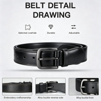Ceinture en cuir véritable pour homme, taille personnalisée, logo sur mesure, boucle ardillon en alliage, style classique et décontracté, idéale pour les jeans – Vente en gros usine