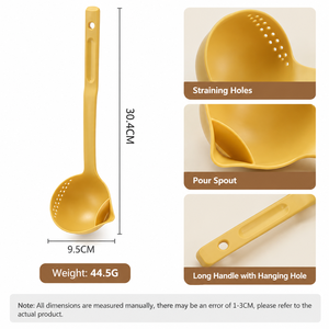 Cuillère écumoire 2-en-1 multifonctionnelle à long manche en plastique, séparateur d'huile et passoire pour cuisine, maison et cuisson au hot pot - Product Image 3