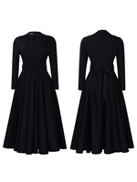 Femmes nouvelle mode col perlé robe élégante à manches longues Flare balançoire jupe robe fronces taille robe africaine