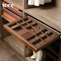 Panier de rangement pour vêtements en bois de qualité supérieure, coulissant, pour armoire, placard, avec étagères pour bijoux et vêtements