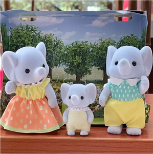 Jouet de jeu de rôle pour enfants : Figurine animal floqué en boîte mystère, Trio de famille d'éléphants <span class=keywords><strong>Sylvanian</strong></span>, Cadeau - Product Image 5