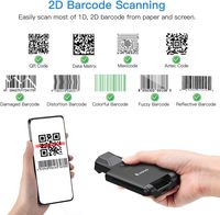 Escáner de Código de Barras Inalámbrico Portátil Eyoyo Actualizado con Clip Trasero, Lector de Códigos QR 1D 2D UPC, Bluetooth, Android, para iPhone