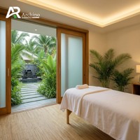 Pintu Geser Partisi Kaca Tempered Berlapis Ganda dari Aluminium Alloy dengan Insulasi Termal untuk Hotel, Resort, Ruang Tamu, dan Taman