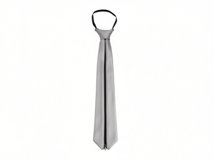 Cravatta con cerniera grigio argento 7,5 cm x 35 cm in raso stile classico business - Product Image 1