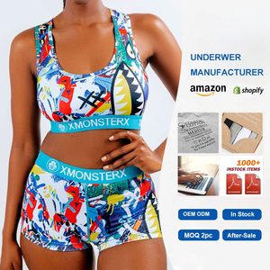 Venta al por mayor Ethica Sporty Print Poliéster Conjunto de ropa interior de las mujeres Sujetador sin costuras y pantalones cortos de las niñas Ethica Boxers y sujetadores - Product Image 1