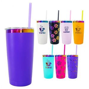 Custom Logo20oz Vacuum <b>Insulated</b> Holographic Colorful rainbow Plated Car Tumbler for Sunflower Laser Engraving - Product Image 1