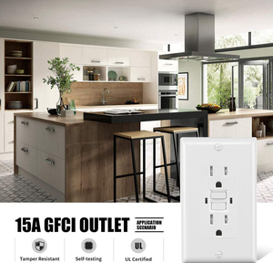 Prese Elettriche Americane Abbinate, Prese Bianche, Presa a Muro GFCI - Product Image 6