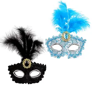 Decorazioni Costume Cosplay donne signora ragazze mascherata mezza faccia maschera piuma maschera maschera per feste